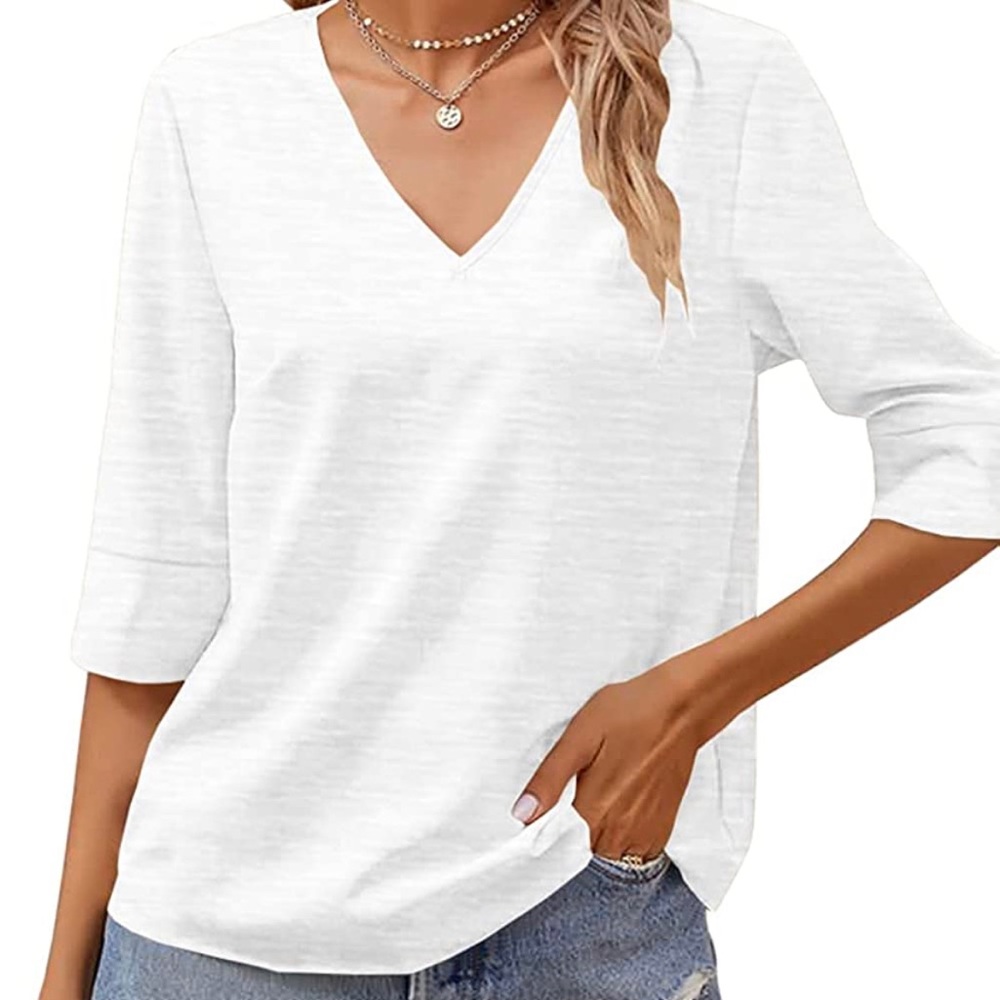 Half sleeve V neck basic top